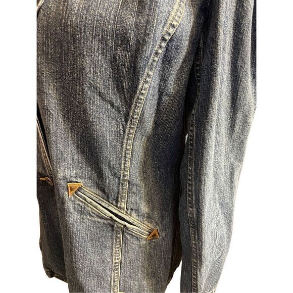 Vintage Liz Claiborne Lizwear Denim Blazer - 90s RARE Classic Jacket Size Large - Picture 10 of 12